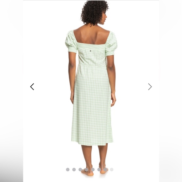 NWT ROXY Summertime Feeling Green & White  checkered Midi Dress Size XL - Picture 3 of 14